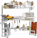 PUSDON Over Sink Dish Drying Rack Stainless Steel, Adjustable Large Dish Drainer by PUSDON