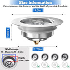 Upgraded 3 in 1 Kitchen Sink Drain Strainer Stopper, Brushed Stainless Steel - Image 6