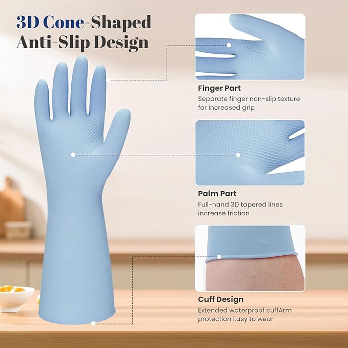 Rubber Kitchen Dishwashing Gloves - Image 3