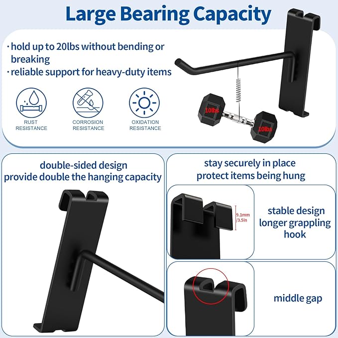 20Pcs Gridwall Hooks, Metal Grid Panel Hanging Peg Hooks, Grid Wall Accessory - Image 4