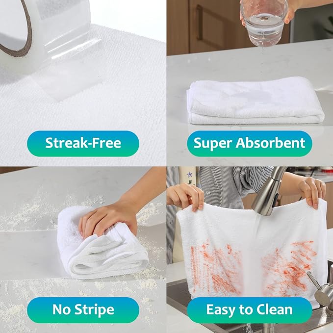 Newwiee 6 Pcs Extra Large Microfiber Cleaning Cloth 30" x 20" Washable Reusable - Image 6