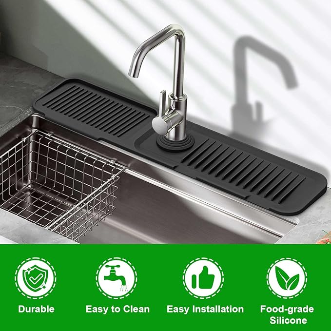 Sink Splash Guard, 5°Slope Silicone Draining Mat - Image 7