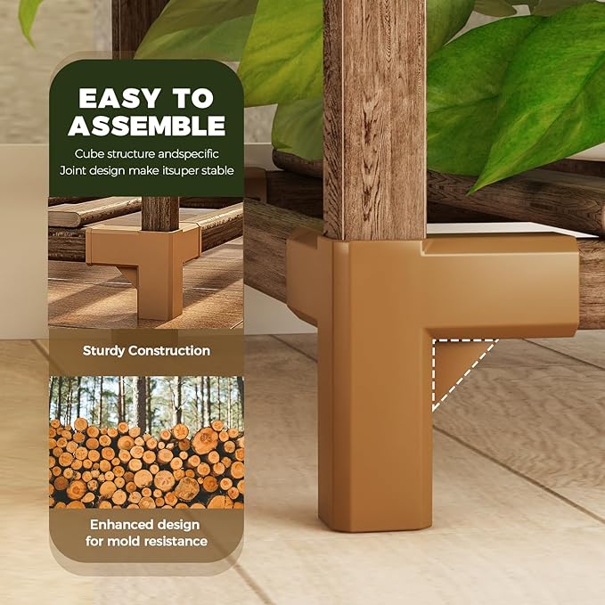 Bamworld Tall Plant Stand Indoor Wood Plant Shelf Outdoor Tiered Plant Rack for Multiple Plants 4 Tiers 10 Pots Ladder Plant Holder Plant Table for Plant Pots Boho Home Decor for Gardening Gifts - Image 5
