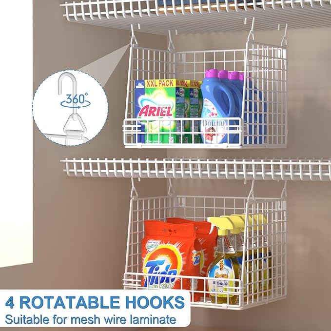 3 Pack Laundry Room Organization and Storage, Hanging Wire Basket - Image 3