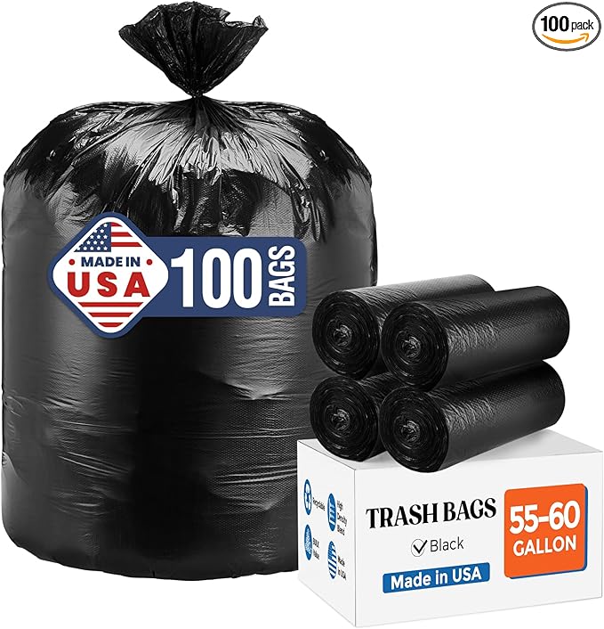 Delxo 55-60 Gallon Trash Bags, Durable & Puncture-Resistant Plastic Bolsas para by Delxo