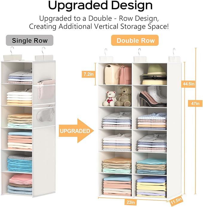 Space-Saving Hanging Closet Storage Organizer – Dual-Row Foldable Shelves - Image 2