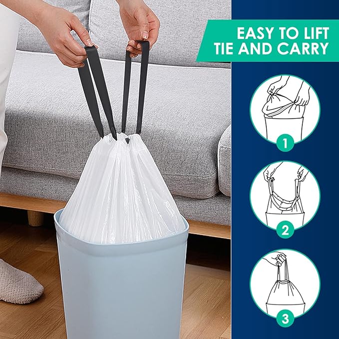 5 Gallon 80 Counts Strong Drawstring Trash Bags Garbage Bags by RayPard - Image 4
