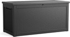 260 Gallon Resin Deck Box, Lockable Patio Outdoor Storage Box for Furniture, Garden Tools and Tools Storage, Waterproof Outside Storage Boxes - Black - Image 6