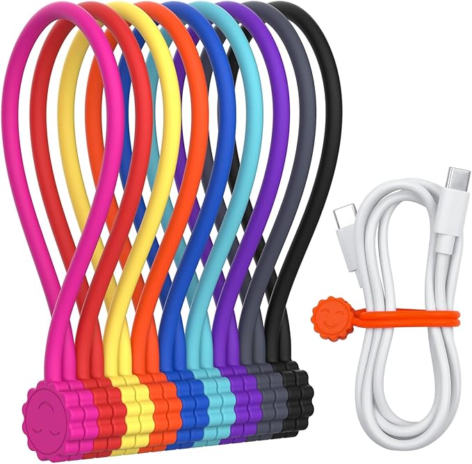 Rich&Ray Magnetic Reusable Silicone Cable Ties, Phone Cord Holder, Magnetic by RichRay