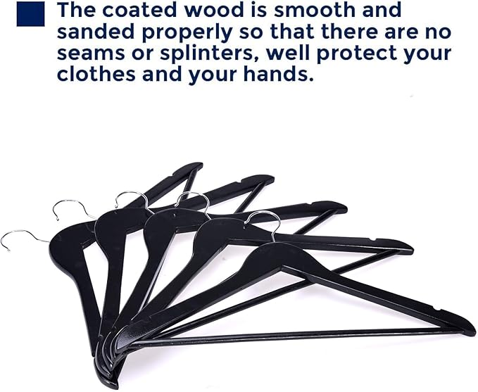 JS Hanger Wooden Coat Hangers, 20 Pack High Grade Wood Suit Hangers - Image 6