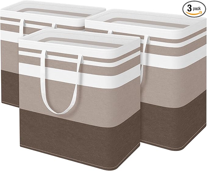 BlissTotes 3-Pack Laundry Basket, Freestanding＆Waterproof Laundry Hamper by BlissTotes