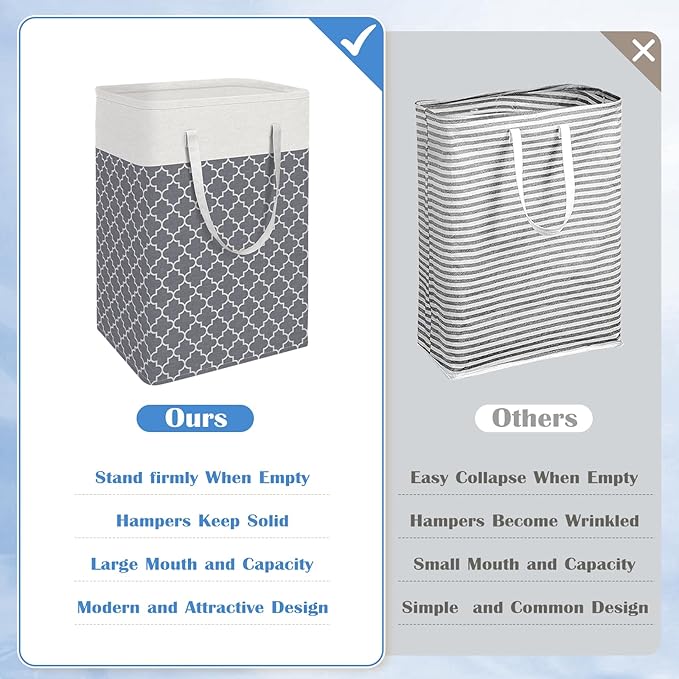 BlissTotes 3-Pack Laundry Basket, Freestanding＆Waterproof Laundry Hamper - Image 3