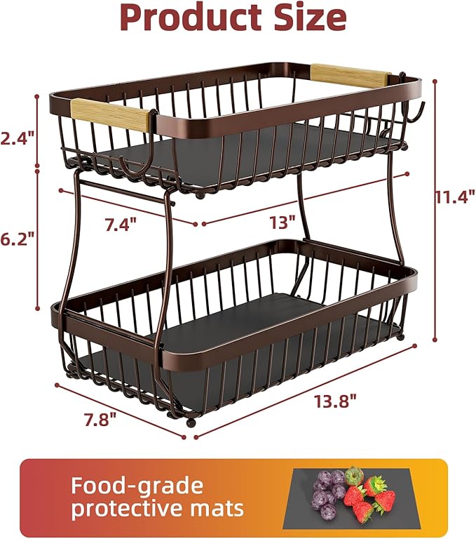 2 Tier Large Fruit Basket for Kitchen Counter - Image 7
