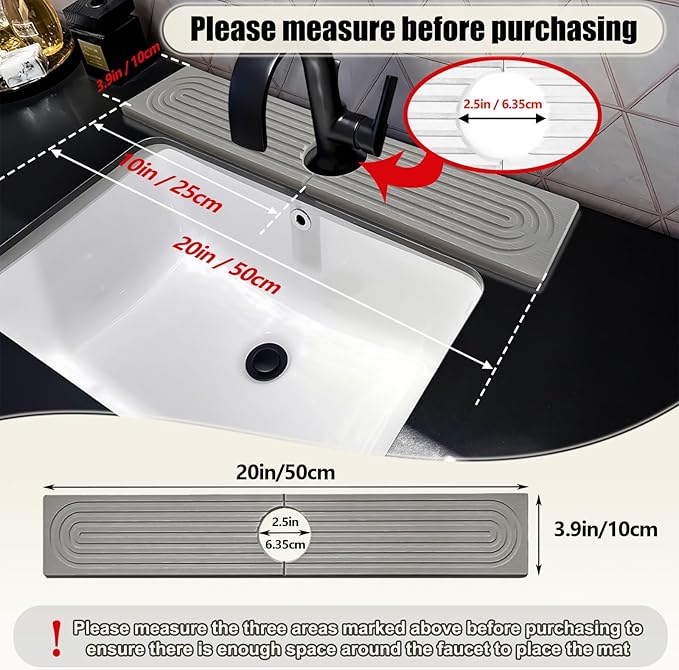 Faucet Mat For Kitchen Sink, Sink Stone Quick Dry Around Faucet, Super Absorbent - Image 2
