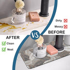 Embossed Leaf Texture Sink Splash Guard Grey Leaf Faucet Absorbing Mat Fast - Image 6