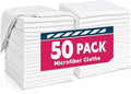 White Microfiber Towels- 50 Pack, Microfiber Cleaning Cloths Bulk, Microfiber by TEAWOO