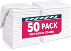 White Microfiber Towels- 50 Pack, Microfiber Cleaning Cloths Bulk, Microfiber by TEAWOO