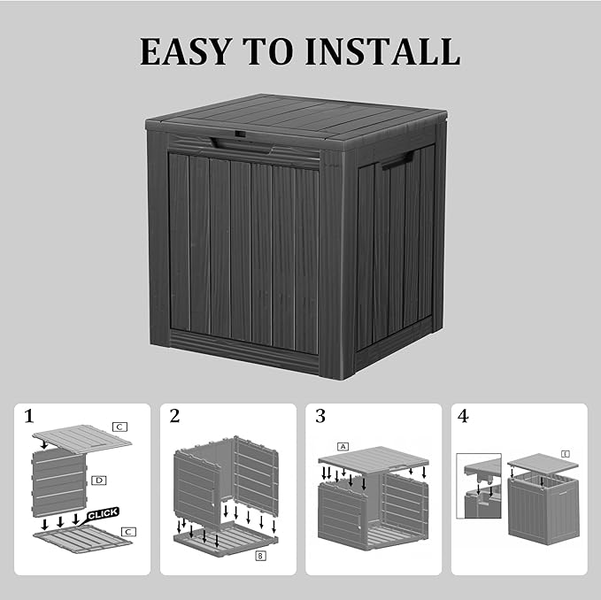 TARKARI 35 Gallon Lockable Resin Deck Box, Waterproof & UV-Resistant Outdoor Storage Box for Outdoor Cushion Storage, Garden Tools & Pool Accessories Storage, Black - Image 7