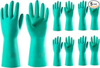 ThxToms 5 Pairs Nitrile Chemical Resistant Gloves, Reusable Latex Rubber Free by ThxToms