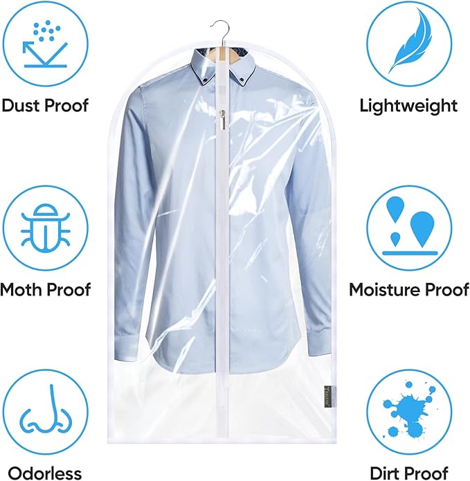 BALEINE 48'' Clear Garment Bags, 12 Packs PEVA Dress Bag - Image 3