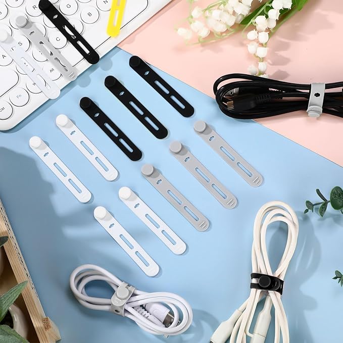 42 Pcs Silicone Cable Ties Reusable Cord Organizer Adjustable Data Cable Wraps - Image 5