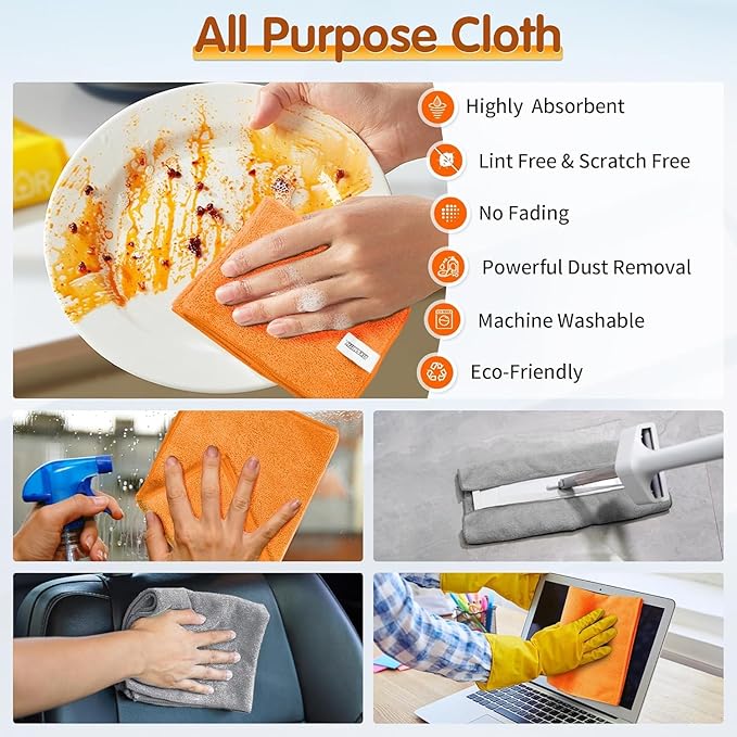 FIXSMITH Microfiber Cleaning Cloth -Pack of 50, Highly Absorbent Cleaning Rags - Image 6