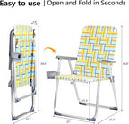 VINGLI Aluminum Patio Lawn Chairs Folding Set of 2 with Detachable Cup Holder, Webbed Beach Chair Folding Chair Outdoor Portable Camping Chair for Yard, Garden - Image 6