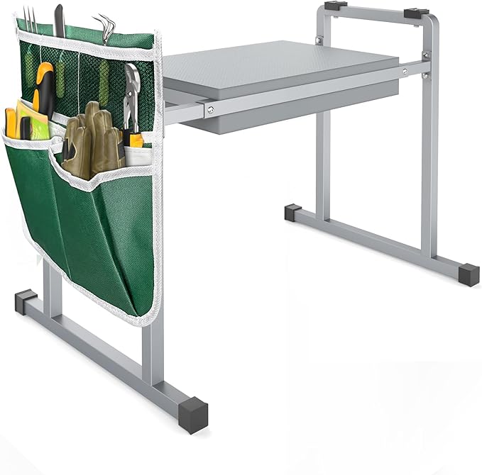 FLINTER Garden Kneelers Seat, Stable and Save Tip-Resistant Design 10.2" Wider Garden Kneeler and Seat with Handle, Heavy Duty Gardening Stool for Seniors, Gardening Weeding Bench for Parents - Gray by FlinterOfficial