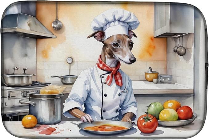 Caroline's Treasures DAC6269DDM Italian Greyhound The Chef Dish Drying Mat by CarolinesTreasures