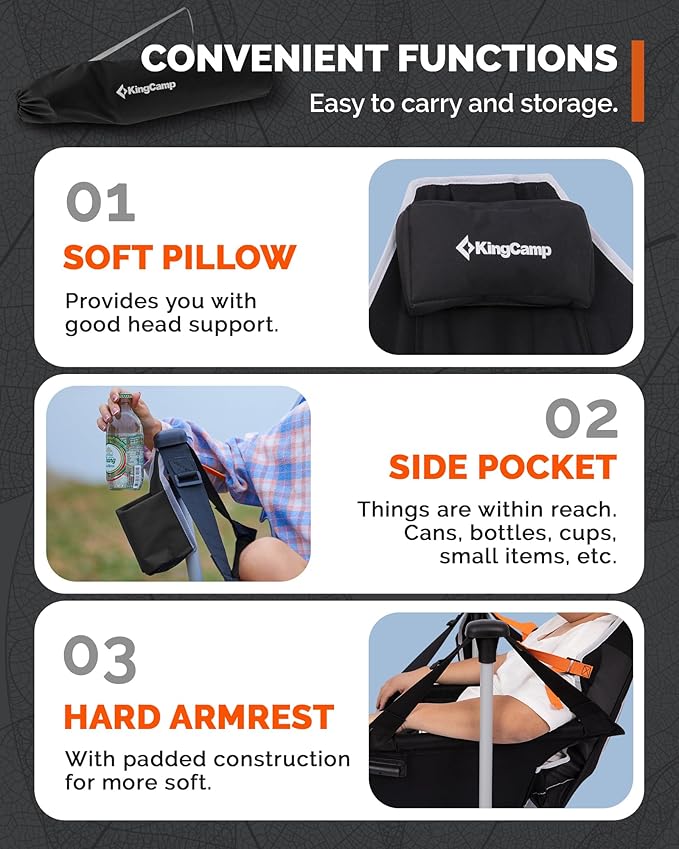 KingCamp Hammock Chair with Footrest – Heavy Duty Swinging Rocking Camping Chairs for Adults up to 400lbs, Folding Portable Oversized Rocker with Cup Holder & Pillow for Outdoor Beach Lawn RV Sports - Image 6