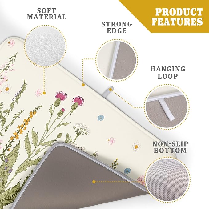 Aportt Spring Floral Wildflower Dish Drying Mat - Image 4