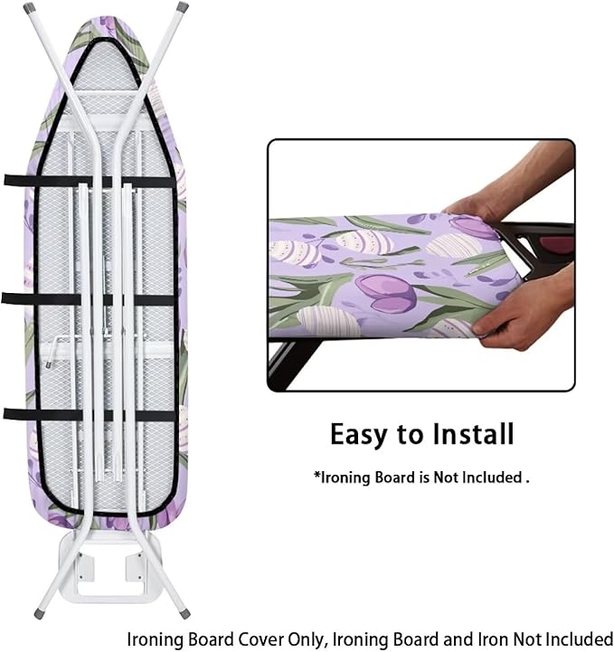 Purple Tulips Ironing Board Cover and Pad Elastic Edge Universal Washable - Image 4