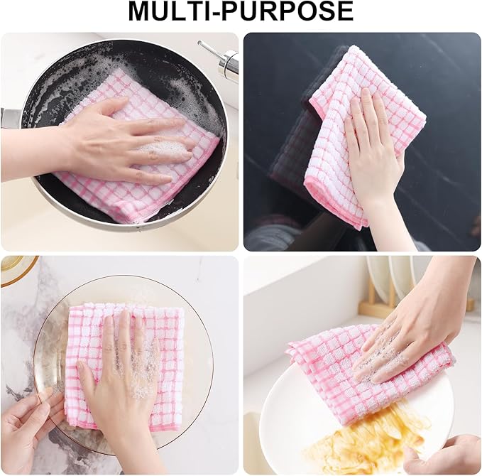 Kitinjoy Cotton 12 Pack Terry Kitchen Dish Cloths, 12 x 12 Inches Super Soft - Image 4