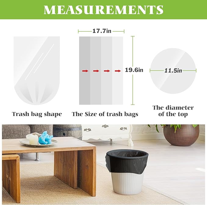 Teivio 4 Gallon 200 Counts Strong Trash Bags Garbage Bags, Bathroom Trash Can - Image 2