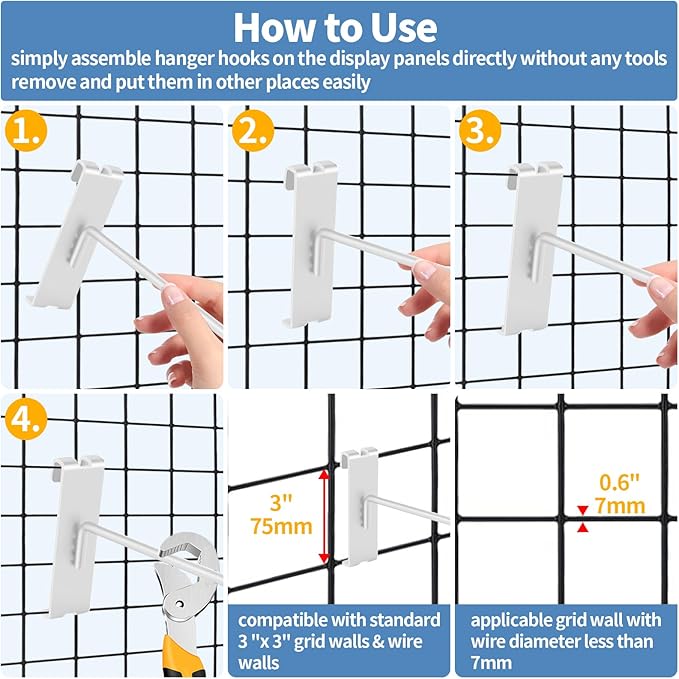 20Pcs Gridwall Hooks, Metal Grid Panel Hanging Peg Hooks, Grid Wall Accessory - Image 6