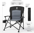 EVER ADVANCED Oversized Folding Camping Chair for Adults, Heavy Duty Lawn Chair with Side Pockets, Portable Collapsible Quad Chair for Outside, Support Up to 500lbs, Black 2PACK - Image 6