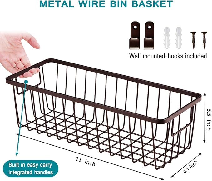 SheeChung Farmhouse Decor Metal Wire Bathroom Storage Organizer Basket Bins - Image 2