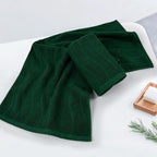 Jacquotha 2-Piece Hand Towels Set in Forest Green, Wavy Striped Jacquard Towels - Image 2