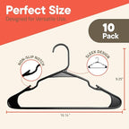 Black Plastic Hangers 10 Pack– Heavy-Duty Plastic Hangers Slim and Space-Saving - Image 2