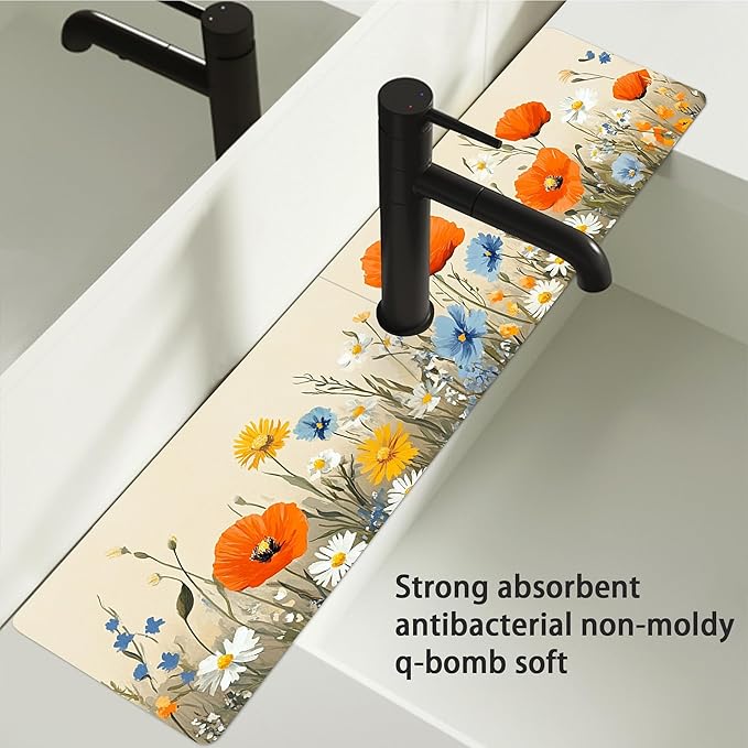 Bimkole 2 PCS Faucet Absorbent Mat, Kitchen Faucet Sink Splash Guard Wraparound - Image 6