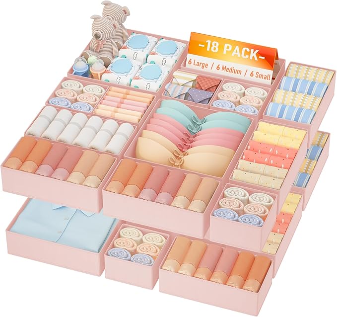 DIMJ Drawer Organizer Clothes Storage- 18 Pack Baby Dresser Organizer by DiMJ