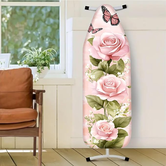 Nuxovilar Pink Roses with Butterflies Ironing Board Cover, This Cover Fits Most - Image 2