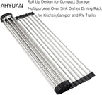 Ahyuan Roll up Dish Drying Rack Over The Sink Kitchen Roll up Sink Drying Rack - Image 8