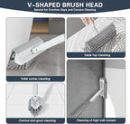 Floor Scrub Brush with Long Handle, 2 in 1 V-Shape Grout Brush with Squeegee + - Image 4