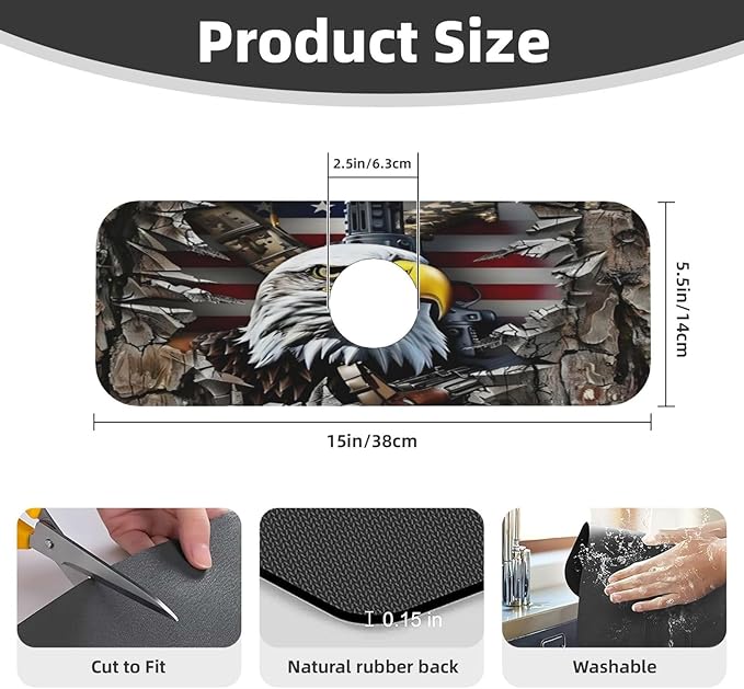 Eagle and National Flag Kitchen sink faucet pad, strong water absorption - Image 2