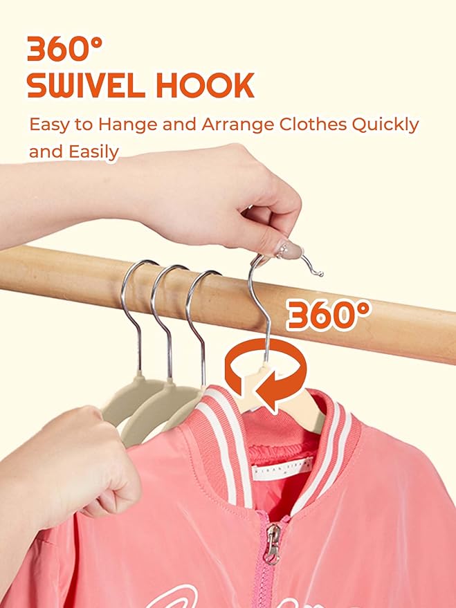 HOUSE DAY 14 Inch Kids Velvet Hangers 50 Pack, Durable Big Kid Hangers - Image 7