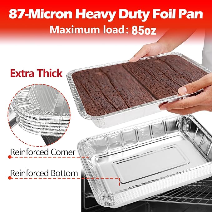 Aluminum Pans Foil Pans, 30 Pack 9x13 Disposable Aluminum Trays Half Size Heavy - Image 4