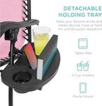 Best Choice Products Set of 2 Adjustable Steel Mesh Zero Gravity Lounge Chair Recliners w/Pillows and Cup Holder Trays - Bubblegum Pink/Black - Image 5
