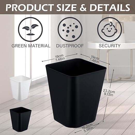 Hoolerry 9 Pieces Garbage Can 2 Gallon Small Trash Cans Bulk Bathroom Trash Bin - Image 2