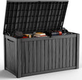 DRATO 200 Gallon Deck Box, Waterproof Resin Large Outdoor Storgae Box for Patio Furniture, Patio Cushions, Gardening Tools, Pool Supplies, Lockable（Black，200 Gallon） by DRATOprovidesawarmandcozy